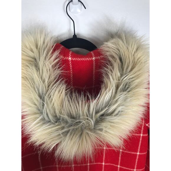 J. Crew Chateau Parka Red Plaid Lady Windowpane Check 100% Wool Hooded Coat 2 - Picture 6 of 12